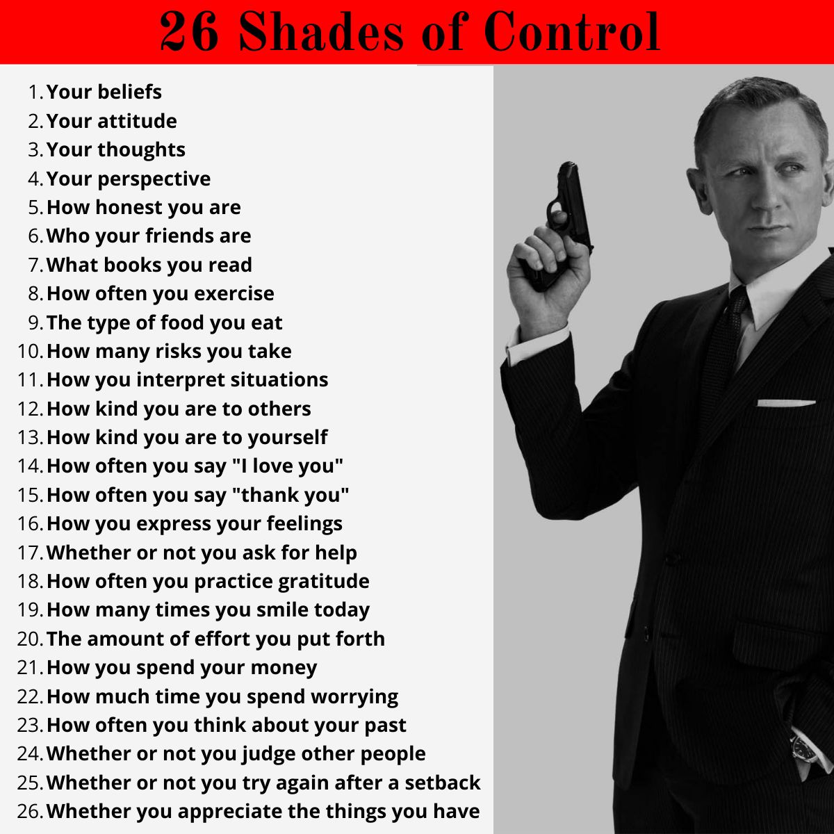 26 Shades of Control: Be Our Own 007